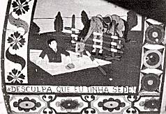 Painel da ré com tema do quotidiano.